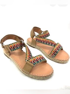 Frye Sandals Kole Asymmetrical Rainbow Espadrille Size 8.5